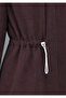 High Collar Striped Suit with Elastic Sleeves and Waist, Zipper Closure - Dark Burgundy - 7