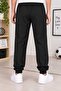 Boy's Comfortable Fit Black Printed Sweatpants with Elastic Waist and Cuffs - 5