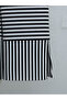 Crew Neck Slit Striped Viscose Sweatshirt - Black - 7