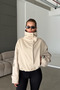 Women's High Collar Gabardine Fabric Oversized Trench Coat Jacket with Sleeve Epaulettes - 2