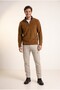 Men's Brown 6240 Basic Stand Collar Fleece Sweatshirt - 2