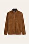 Men's Brown 6240 Basic Stand Collar Fleece Sweatshirt - 4
