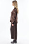 Geometric Pattern Half Turtleneck Knitwear Tunic Dark Brown - 4