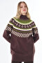 Mixed Pattern Knitwear Tunic Brown