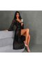 Black Lace Embroidered Long Dressing Gown - 3