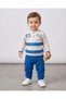 Baby Boy College Collar 85 Printed 6-9-12-18-24 Months Striped Bottom and Top Seasonal Set