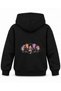 Saja Boys Portrait Bow Printed Black Children's Hooded Sweatshirt