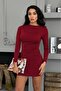 Women's Long Sleeve Draped Sandy Fabric Mini Dress - 2