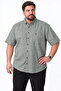 Khaki Plus Size Men's Short Sleeve Shirt Linen Look 100% Cotton