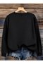 Women's Salt Brown Special Design Printed Comfortable Fit Crew Neck Black Sweatshirt - 2