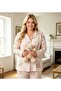 Women's Oversized Pajama Set Soft Textured Comfortable Cut Pink Striped Teddy Bear Patterned (3Xl-4Xl-5Xl Sizes) - 2