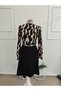 Women's Long Sleeve Double Breasted Collared Side Tie Top Diver Bottom Janjan Crepe Short Kiloş Dress - 5