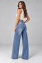 Wide Leg Jeans with Blue Embellished Chain Accessories - 4