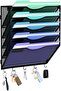 Gawerk 5-Tier Wall File Organizer Mesh Pocket Organizer with 5 Hooks, Hanging File Holder Wall Mount