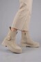 Women's Beige Suede Buckle Zippered Comfortable Sole Stylish Design Daily Boots - 5