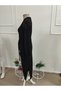 Women's long sleeve midi dress with patterned sleeves, side slit, and belted waist in janjan crepe. - 6