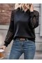 Women's Long Sleeve Lace Hooded Viscose Two Thread Blouse - 2