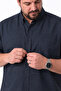 Large Size Men's Short Sleeve Shirt Linen Look 100% Cotton - 2