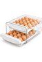 Egg Holder for Refrigerator, 40 Egg Organizer Drawer Stackable 2 Layer for Fridge, Space Saving Egg Container, Egg Tray