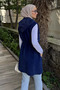 Navy Blue Gülseli Women's Hooded Sequined Hijab Knitwear Vest - 5