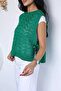 Emerald Green Gülseli Women's Side-Tie Knit Sweater - 5