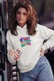 Women's Oversize Hoodie Back to the 90's Printed White - Hooded, Kangaroo Pocket, 3 Thread Fleece - 2