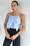 Blue Women's Bow Tie Blouse with Rope Straps