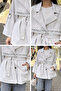 Stone Lace Detailed Striped Trench Coat - 6