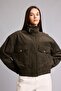 Buckle-Down Collar, Pocketed, Elastic Waist Cotton Coat H3824Ax26Au