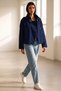 Women's Trench Coat Short Women's Trench Coat Lined Hijab Trench Coat Stand Collar Elastic Waist Trench Jacket Flowy Navy Blue - 4