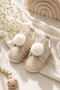 Baby Beige Rabbit Ear Pompom Velcro Soft Sole Booties First Step Shoes (4-12 Months / 18-19 Size) - L-382 - 5