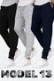 Set of 3 Unisex Ribbed Sweatpants Regular Black Gray Navy Blue Color Sports Sweatpants