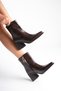 Women's Brown Boots with Pointed Toe and Zipper, Furry Inner Lining - 2