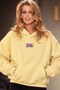 Women's Oversize Hoodie 90's Vibe Printed Yellow - Hooded, Kangaroo Pocket, 3 Thread Fleece