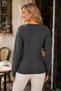 Women's Double Breasted Collar Long Sleeve Hair Braided Patterned Cross Front Design Off Shoulder Elegant Stylish Casual Anthracite Knitwear Sweater - 3
