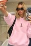 Women's Oversize Hoodie City Walk Printed Pink – Hooded, Kangaroo Pocket, 3 Thread Fleece - 4