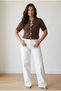 Crew Neck Hair Knit Short Sleeve Women's Knitwear Cardigan Textured Premium Quality