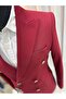 Men's Burgundy Slim Fit Gold Button Double Breasted Blazer Single Jacket - 4
