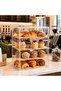 4 Tier Pastry Display Case, Large Bread Box with 50 Sheets Baking Paper, Clear Bread Storage Contain - 4