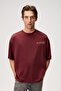 Kyren men's organic cotton front and back printed round neck burgundy t-shirt - 2