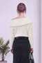 Women's Madonna Collar Off Shoulder Ribbed Knitwear Blouse Stylish Casual Design Pink, Navy Blue, Yellow, White - 7