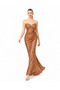 Copper Strapless Sequined Draped Long Evening Dress Fish Form Evening Gown - 4