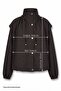 Bitter Brown Bomber Jacket with Gathered Collar - 4
