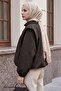 Bitter Brown Bomber Jacket with Gathered Collar - 5