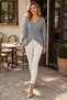 Women's Double Breasted Collar Long Sleeve Hair Braided Patterned Cross Front Design Off Shoulder Elegant Stylish Casual Gray Knitwear Sweater - 7