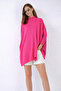 Women's 2-Piece Slit Poncho Sweater Fuchsia - Orange - 2