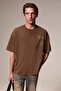 Kyren Men's Organic Cotton Front and Back Printed Round Neck Khaki T-Shirt - 2