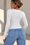 Women's Soft Touch Fingerless V-Neck Bodysuit - White Mdk36 - 3