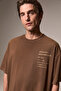 Kyren Men's Organic Cotton Front and Back Printed Round Neck Khaki T-Shirt - 3