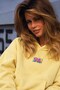 Women's Oversize Hoodie 90's Vibe Printed Yellow - Hooded, Kangaroo Pocket, 3 Thread Fleece - 3